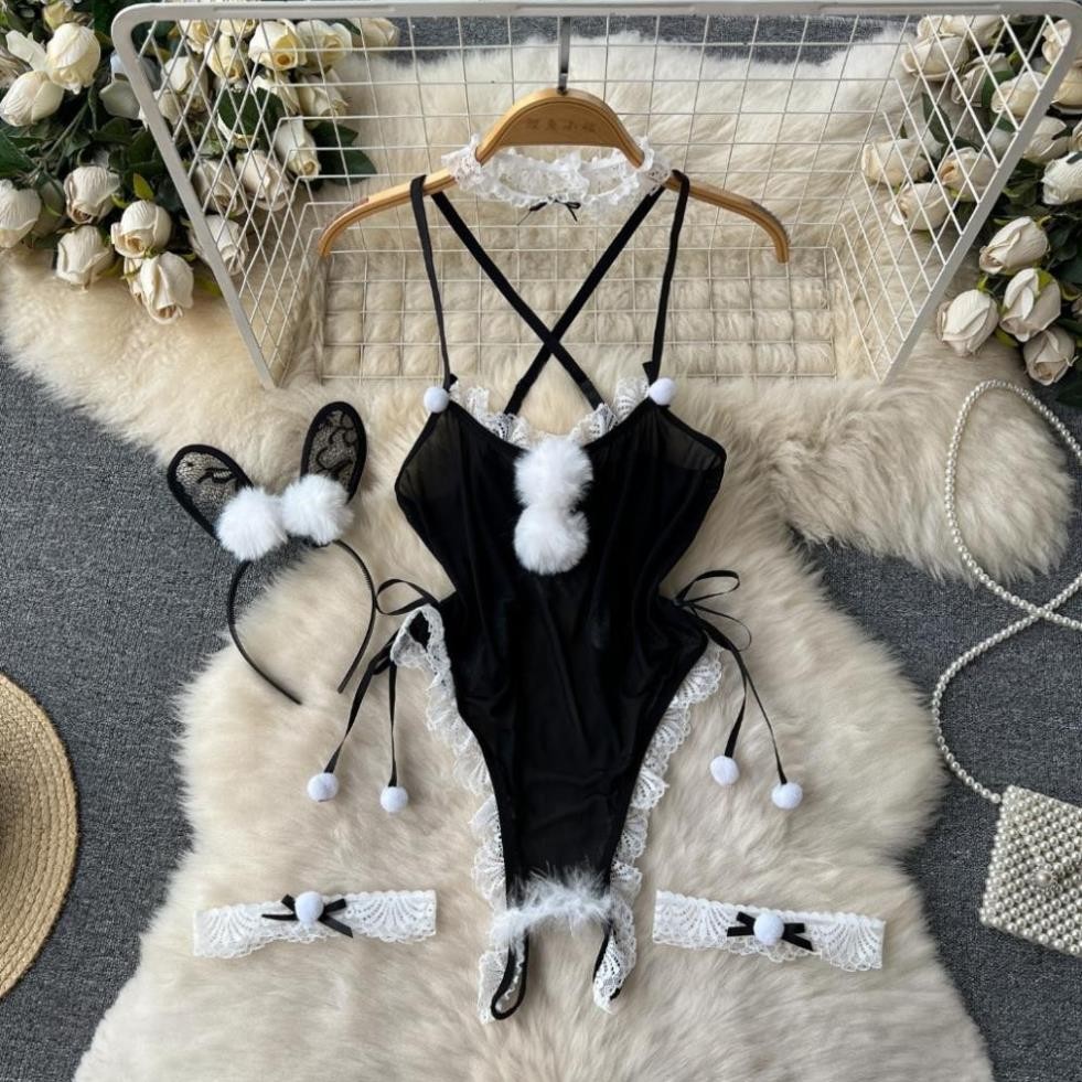 Set cosplay thỏ bông trắng sexy gợi cảm bodysuit đồ ngủ liền thân bunny đen xẻ đáy quyến rũ JS52 Bộ ngủ cosplay chị Hằng | BigBuy360 - bigbuy360.vn