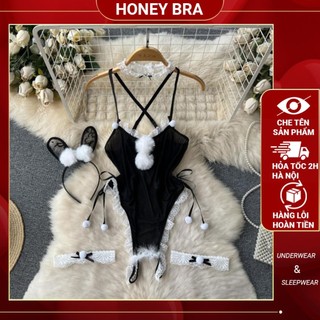 Set cosplay thỏ bông trắng sexy gợi cảm bodysuit đồ ngủ liền thân bunny đen xẻ đáy quyến rũ JS52 Bộ ngủ cosplay chị Hằng
