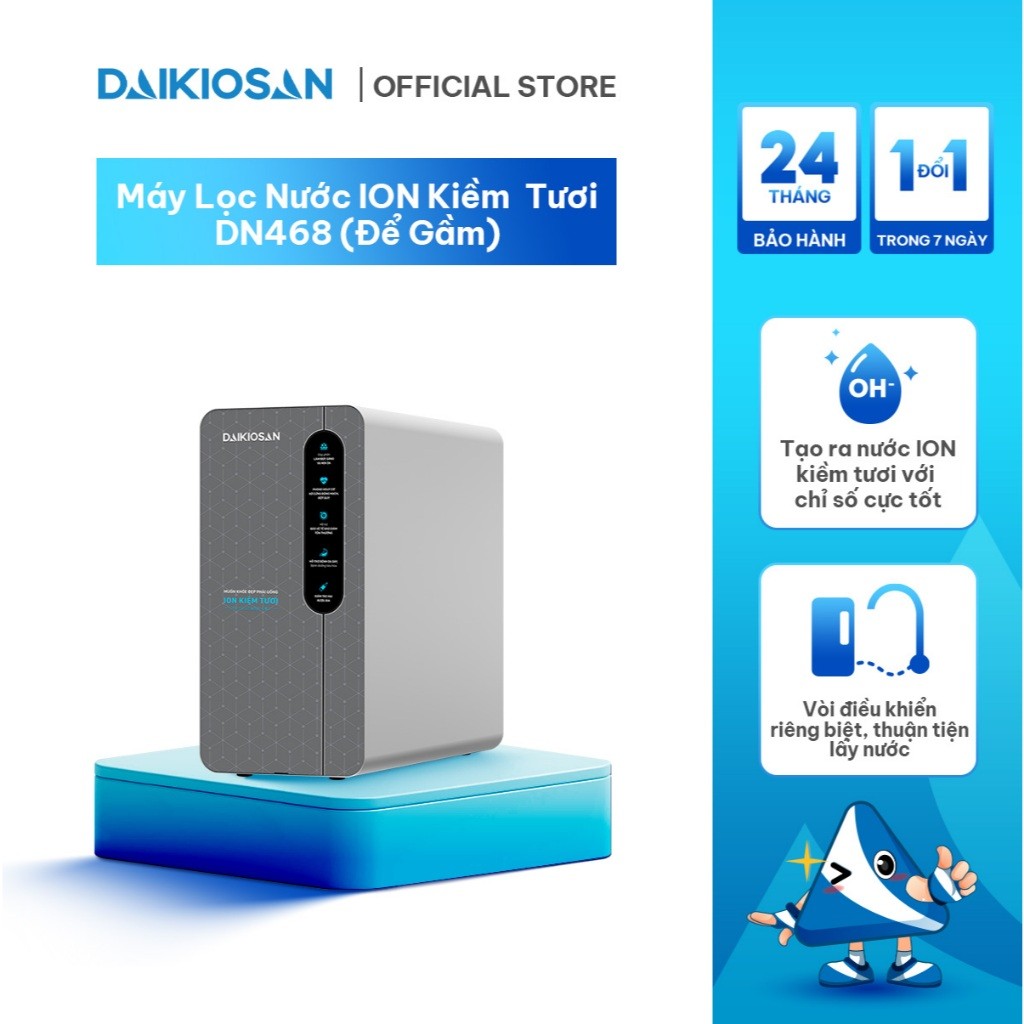 Máy Lọc Nước Để Gầm ION Kiềm Tươi Giàu Hydrogen Lọc Nước Daikiosan DN468 Kèm Bộ Vòi Nước