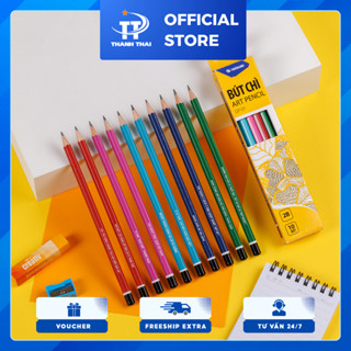  Hộp 10 cây Bút chì gỗ Thiên Long GP-01 thân lục giác độ cứng ruột chì 2B màu đậm viết êm và không gãy khi chuốt nhọn 