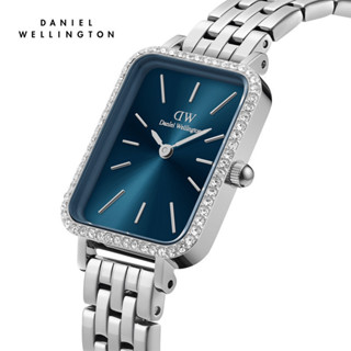 Đồng hồ Nữ Daniel Wellington dây thép không gỉ - Quadro Bezel 5-link 20X26MM Mặt Xanh Dương Vỏ Bạc - DW00100670