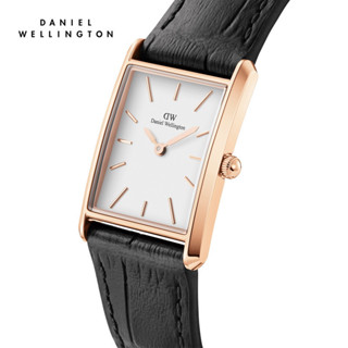 Đồng hồ Daniel Wellington dây da - Bound Black croc leather 32X22mm Unisex Mặt Trắng Vỏ Vàng hồng - DW00100693