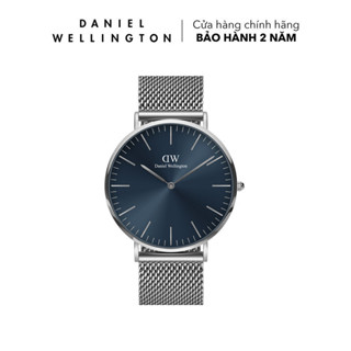 Đồng hồ nam Daniel Wellington dây lưới thép - DW00100628 40 mm Classic 40 Sterling S Arctic Mặt Xanh Dương Đậm Vỏ Bạc