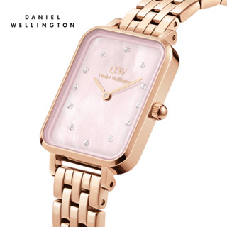Đồng hồ Nữ Daniel Wellington Dây kim loại vàng hồng mặt Xà Cừ Hồng - Quadro Lumine 5-Link Melrose 20x26mm DW00100621