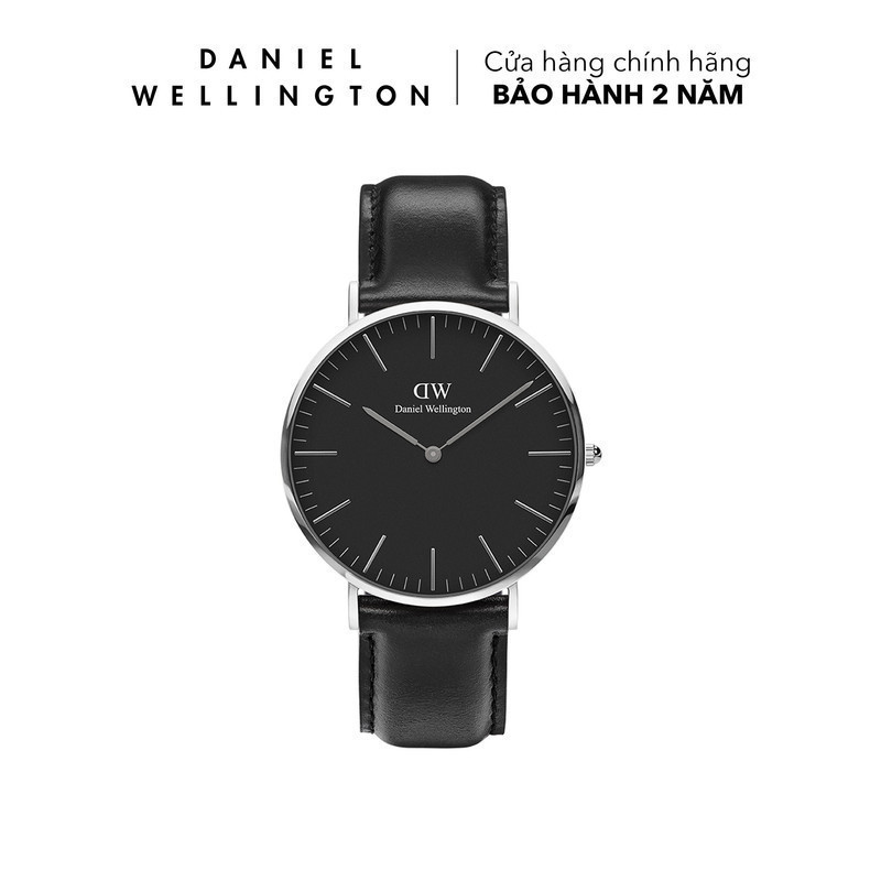 Đồng hồ Daniel Wellington dây da - DW00100133 40 mm Classic 40 Sheffield S Black Mặt Đen Vỏ Bạc