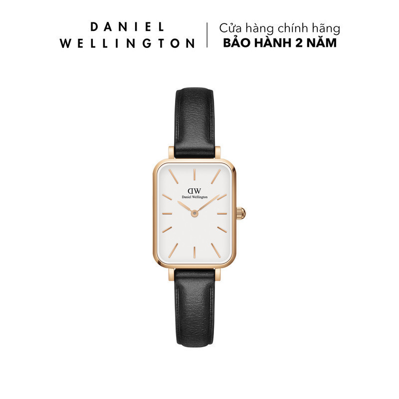 Đồng hồ Nữ Daniel Wellington dây da - DW00100434 20x26mm Quadro Pressed Sheffield Mặt Trắng Vỏ Vàng Hồng