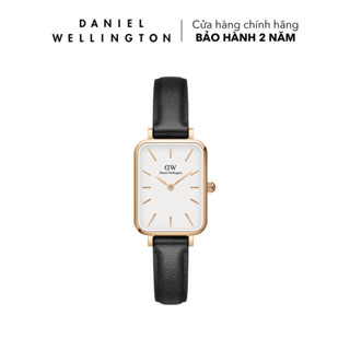 Đồng hồ Nữ Daniel Wellington dây da - DW00100434 20x26mm Quadro Pressed Sheffield Mặt Trắng Vỏ Vàng Hồng