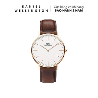 Đồng hồ Nam Daniel Wellington dây da - DW00100006 40 mm Classic 40 St Mawes RG White Mặt Trắng Vỏ Vàng Hồng