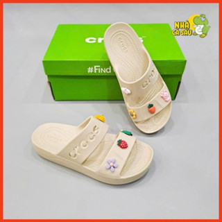 Dép Cross Nữ 2 Quai Đế Cao 4cm Chống Trơn Trượt ,Tặng 8 Charm Xịn Sò, Dép Nữ Cross Mẫu Mới Chất Liệu Eva Cao Cấp