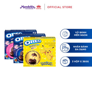 Combo 3 Bánh Oreo Pokémon Pie Vị Marshmallow, Dâu Và Chuối 360G (Hsd 29/11/2024)