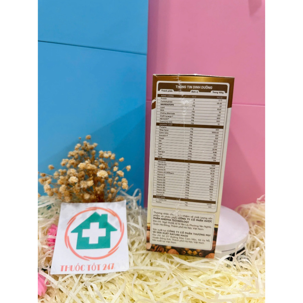 MATTI MUM CANXI Sữa hạt cho mẹ bầu và sau sinh 100% đạm thực vật đạt chứng nhận NON-GMO của Hoa Kỳ - Hộp giấy 14 gói