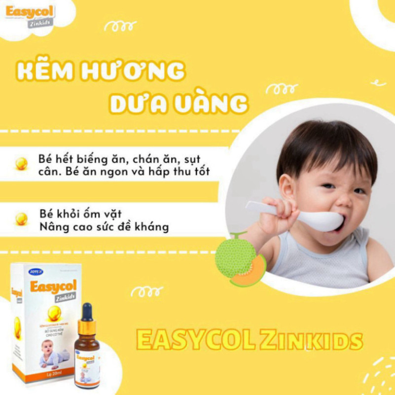 Kẽm gluconat cho bé Easycol Zinkids E20 giúp ăn ngon, tăng cường đề kháng 20ml