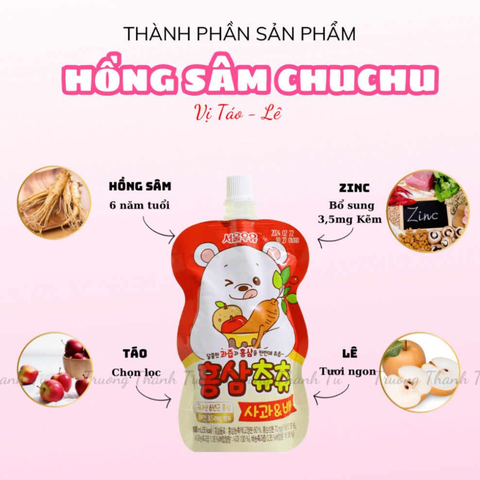 Nước Hồng Sâm Chuchu (Chu Chu) Hàn Quốc Cho Bé Giúp Bé Ăn Ngon Ngủ Ngon, Tăng Đề Kháng