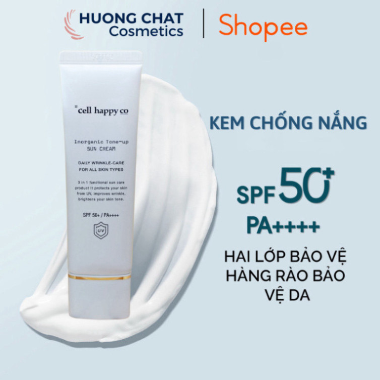 Kem Chống Nắng Cell Happy Co 3in1 50 ml Làm Trắng - Chống Nắng - Cải Thiện Nếp Nhăn - Chống Kích Ứng Da
