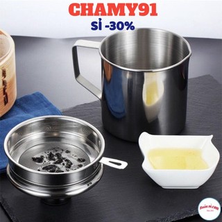Bình lọc dầu ăn, CÓ GIÁ LỌC cặn, Ca Lọc Dầu Ăn Cỡ Lớn Bằng Inox 304 Cao Cấp, Ca lọc dầu đa năng inox tay cầm sáng bóng