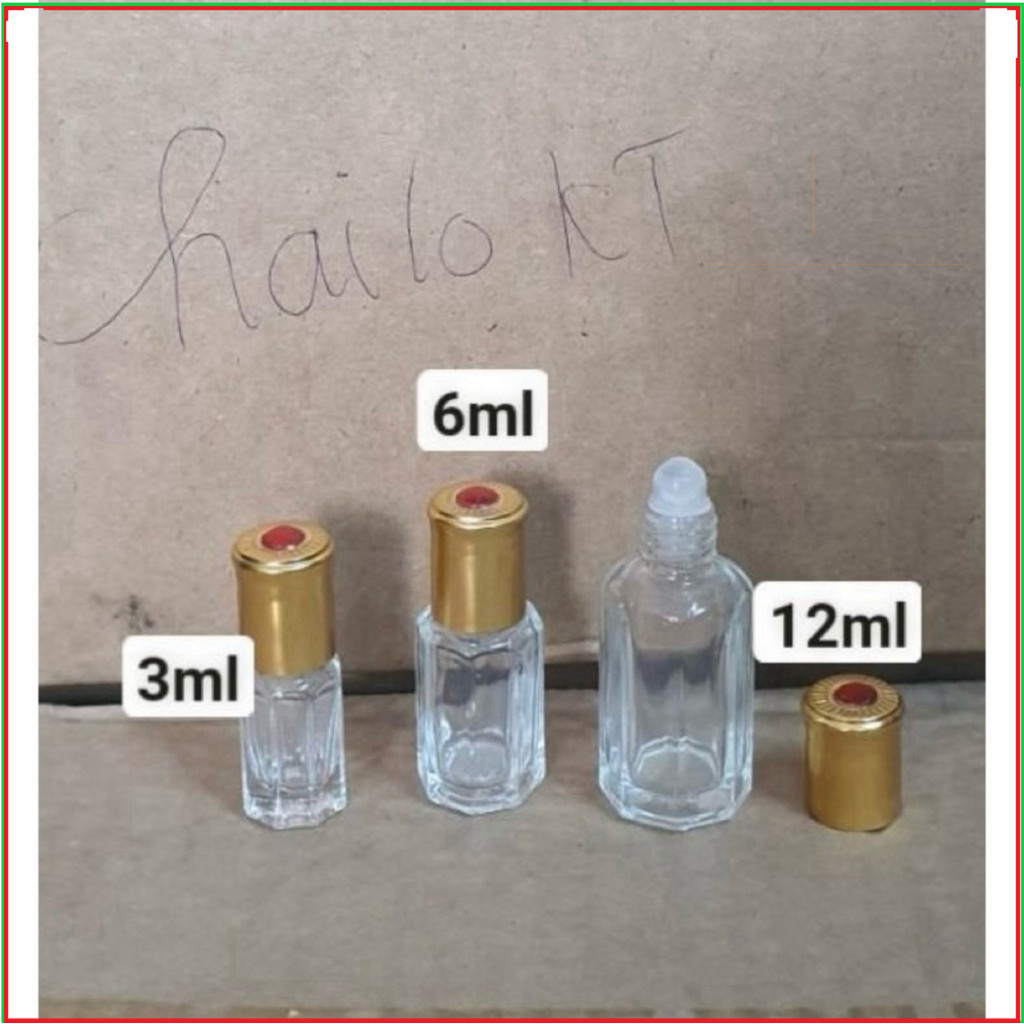 (SET 10sp)_Lọ chiết tinh dầu. chai chiết bi lăn 3ml 6ml 12ml. lọ lăn nước hoa. lọ bi lăn thuỷ tinh đ