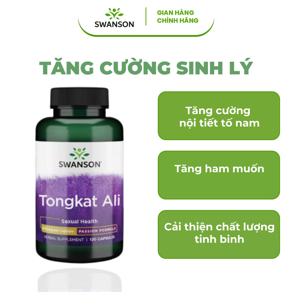 Viên Uống Swanson Tongkat Ali 400mg Hỗ Trợ Tăng Cường Sinh Lý (120 Viên/Lọ)