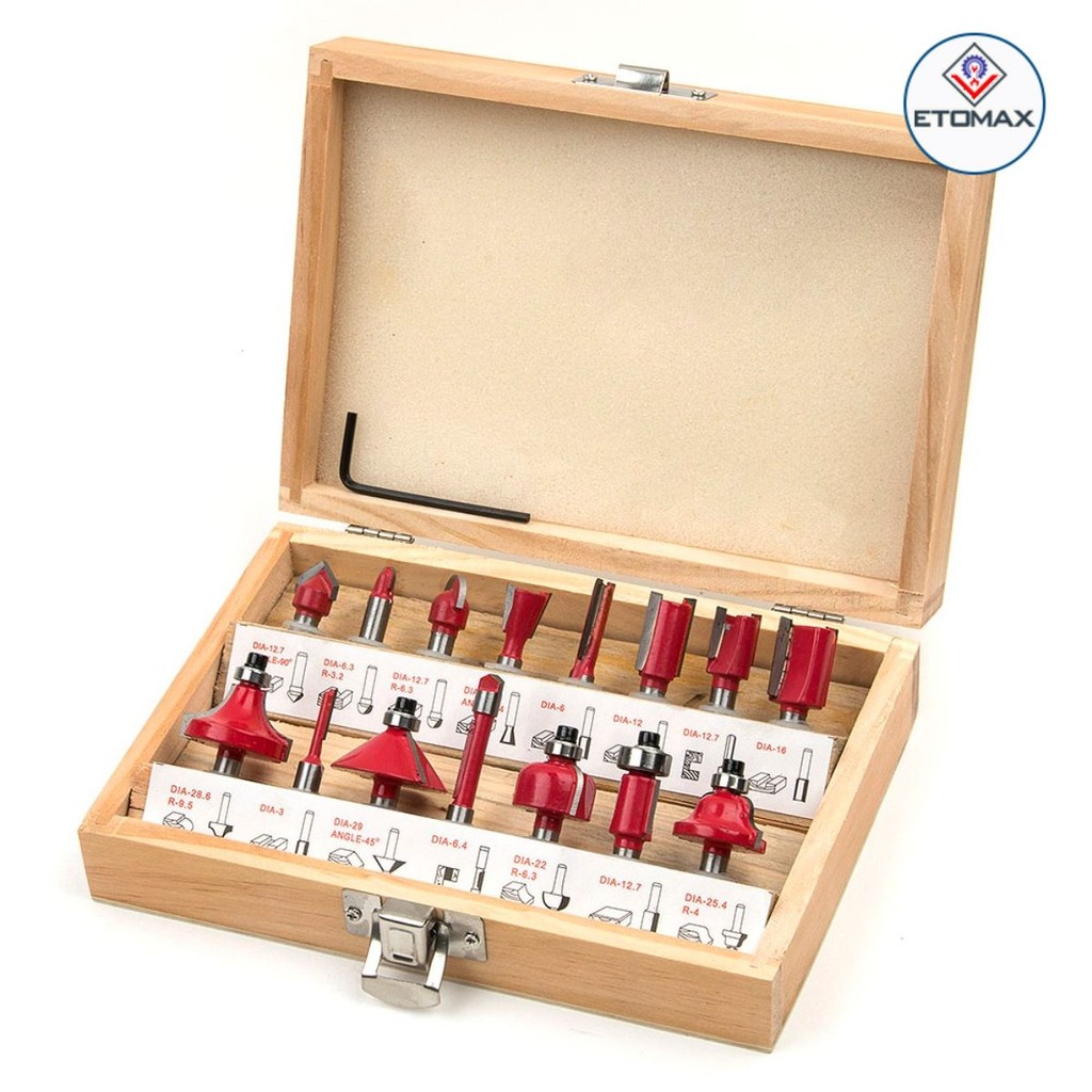Bộ 15 mũi phay gỗ 6.3mm