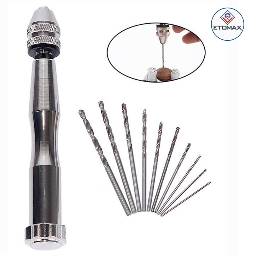 Khoan tay mini v4, tặng kèm 10 mũi khoan mini