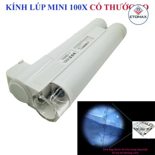 Kính lúp mini 100X, phóng đại 100 lần có thước đo chia vạch mm