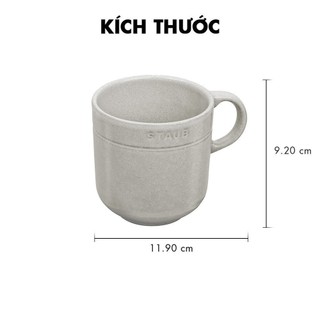 Cốc gốm sứ cao cấp STAUB 350ml (màu truffle trắng/Hoa anh đào)