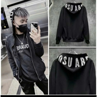 Áo Khoác Hoodie Zip DSQ Mũ 2 Lớp Chất Nỉ Tàu Dày Dặn Cao Cấp Boy Phố. Áo Khoác In Chữ Dsquared2 Trên Mũ Dành Cho Boy Phố