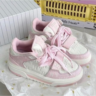  Giày MLB Chunky Liner Mid Monogram NY Pink Hồng Trắng Sneaker MLB hồng trắng cao cấp 