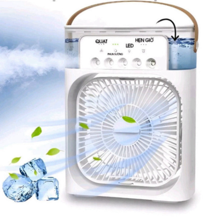 Quạt Phun Sương Điều Hoà Không Khí 600ml dvt Máy Tạo Độ Ẩm 3 Chế Độ Làm Mát Tích Hợp Đèn Led Tiện Dụng
