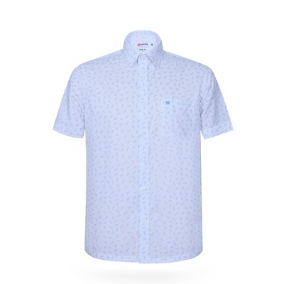 Áo sơ mi nam tay ngắn KHATOCO form Tailor Fit lai ngang họa tiết mã A1MN468T2-CNIN403-2508-N
