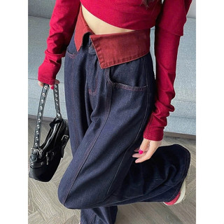  Quần jean phối cạp quần kiểu dáng mới năm 2025 Quần bò nữ viền đỏ phong cách dễ phối đồ dễ mặc  HC42  