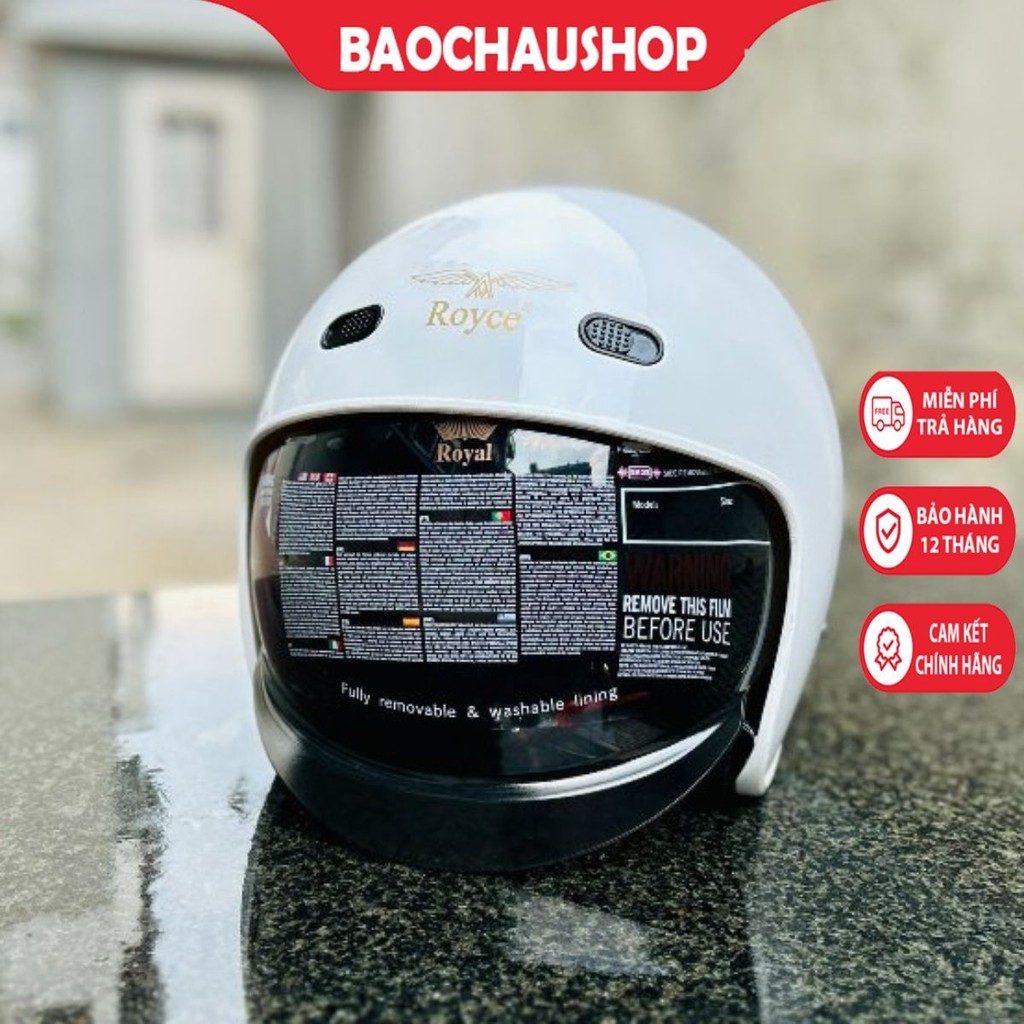 Mũ nón bảo hiểm 3/4 Royce XH26 kính âm - BH 12 Tháng