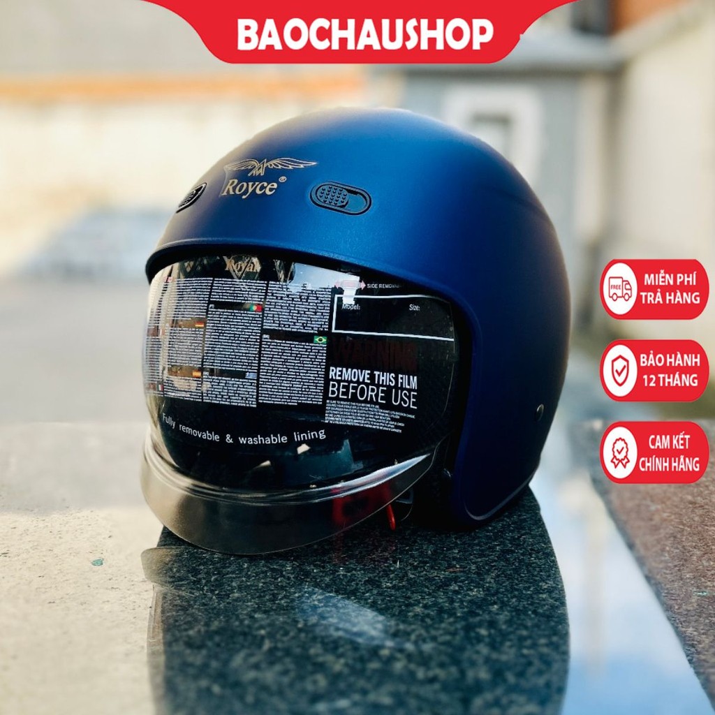 Mũ nón bảo hiểm 3/4 kính âm Royce XH26 - BH 12 Tháng