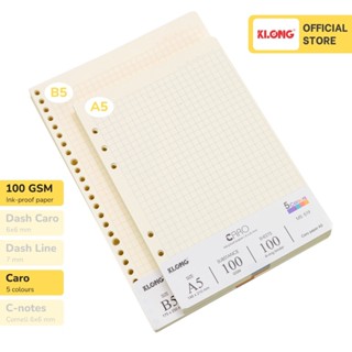 Ruột sổ còng giấy refill KLONG 100GSM Dash Caro Dash Line A5 B5 A4 200 trang ;