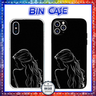Ốp Lưng iPhone Chống Bẩn In Hình Cô Gái Xinh Đẹp Màu Đen Trắng iPhone 16 15 14 13 12 11 Pro Max 6 7 Plus X Xs Max ESR086