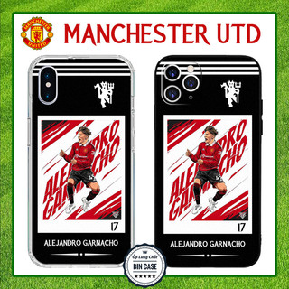 ⚽Ốp iPhone Viền Đen Alejandro Garnacho Số 17 The Red Devils iPhone 16 15 14 13 12 11 Pro Max 6 7 Plus X Xs Max BONGDA010