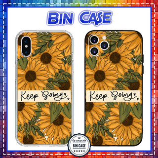 🔥Ốp Lưng Vintage Hoa Hướng Dương 🔥Màu Vàng Chữ Keep Going iPhone 16 15 14 13 12 11 Pro Max 6 7 Plus X Xs Max HOAVAN049
