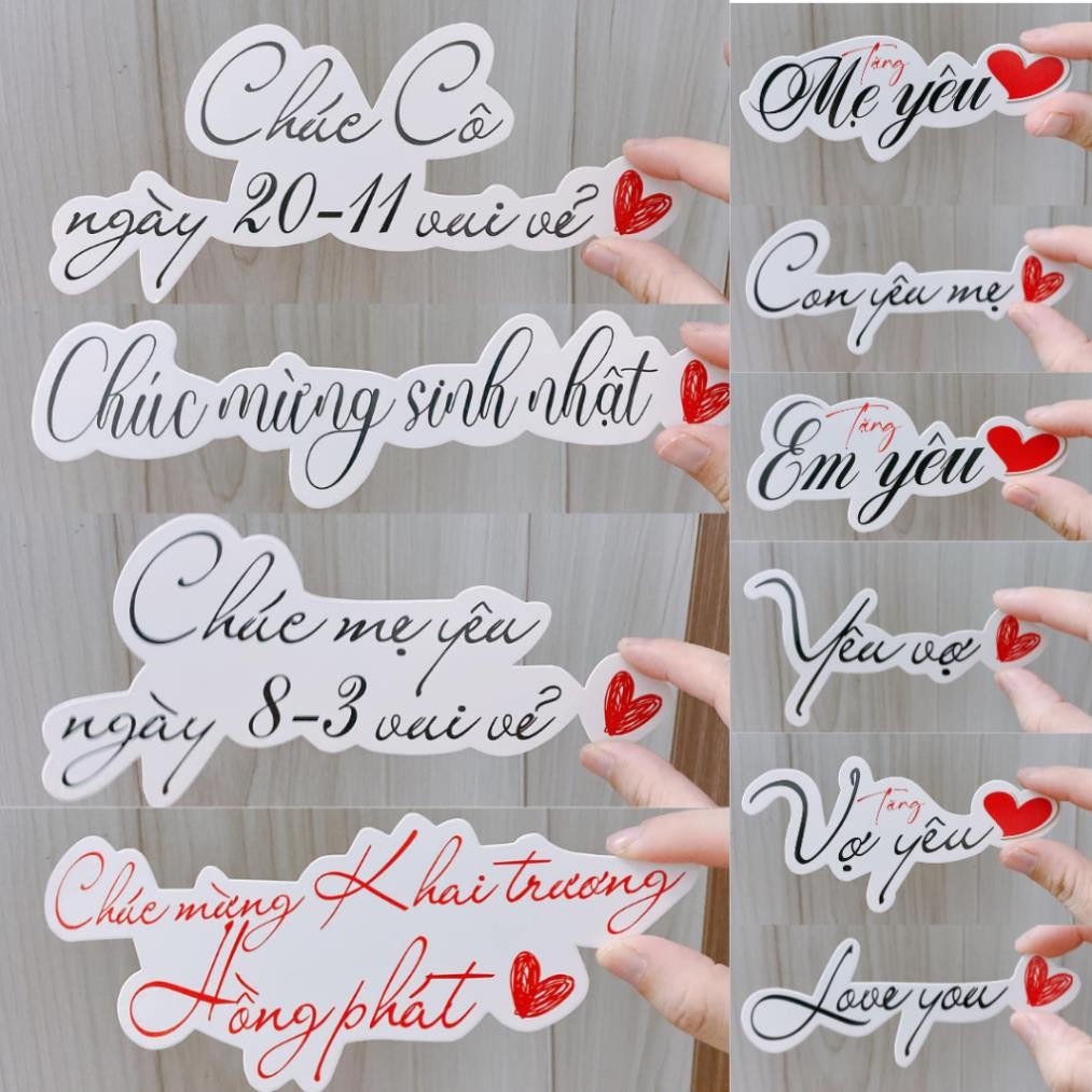 SET 10 Cái Banner, Toper, Thiệp cài ĐỦ CÁC DỊP LỄ TRONG NĂM, dùng để trang trí bó hoa, hộp quà, bánh kem