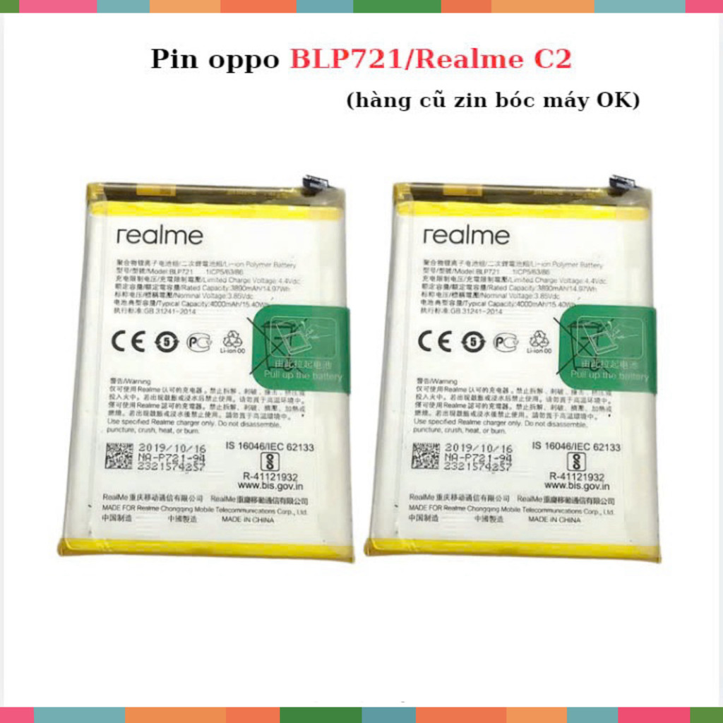 Pin BLP721 ,Redme C2 (hàng cũ tháo máy)