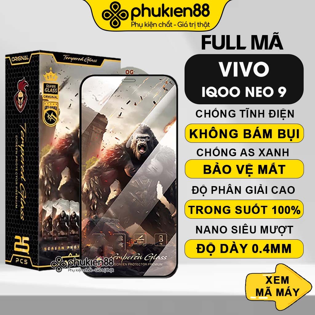 Kính cường lực Vivo IQOO NEO 9 / 9s Pro KK chiến binh cao cấp, sang trọng