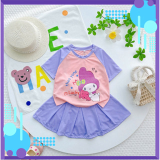 set chân váy xếp ly bé gái kuromi từ 10kg -33kg chất thun mềm hút mồ hôi-XEPLY2-HOÀNGNAMKIDS