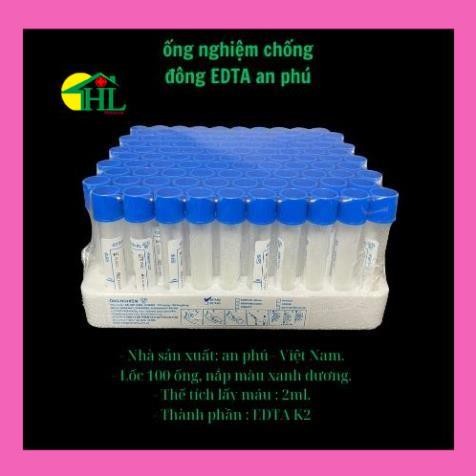 Ống nghiệm chống đông EDTA nắp xanh 100 ống