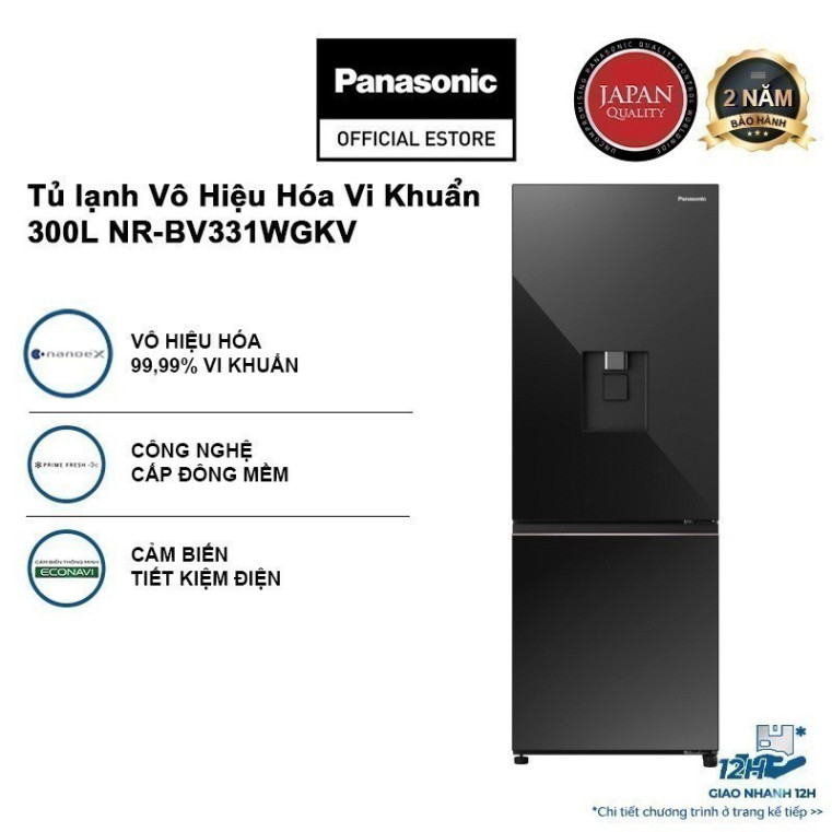 (( [TRẢ GÓP 0%] Tủ lạnh Panasonic Vô Hiệu Hóa Vi Khuẩn 300L NR-BV331WGKV Lấy Nước Ngoài-Ngăn Đá Dưới