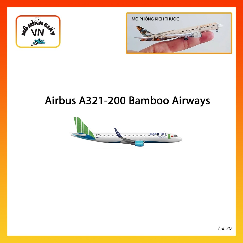 [1:400] Mô Hình Giấy Lắp Ráp Máy Bay Airbus A321-200 Bamboo Airways - MohinhgiayVN