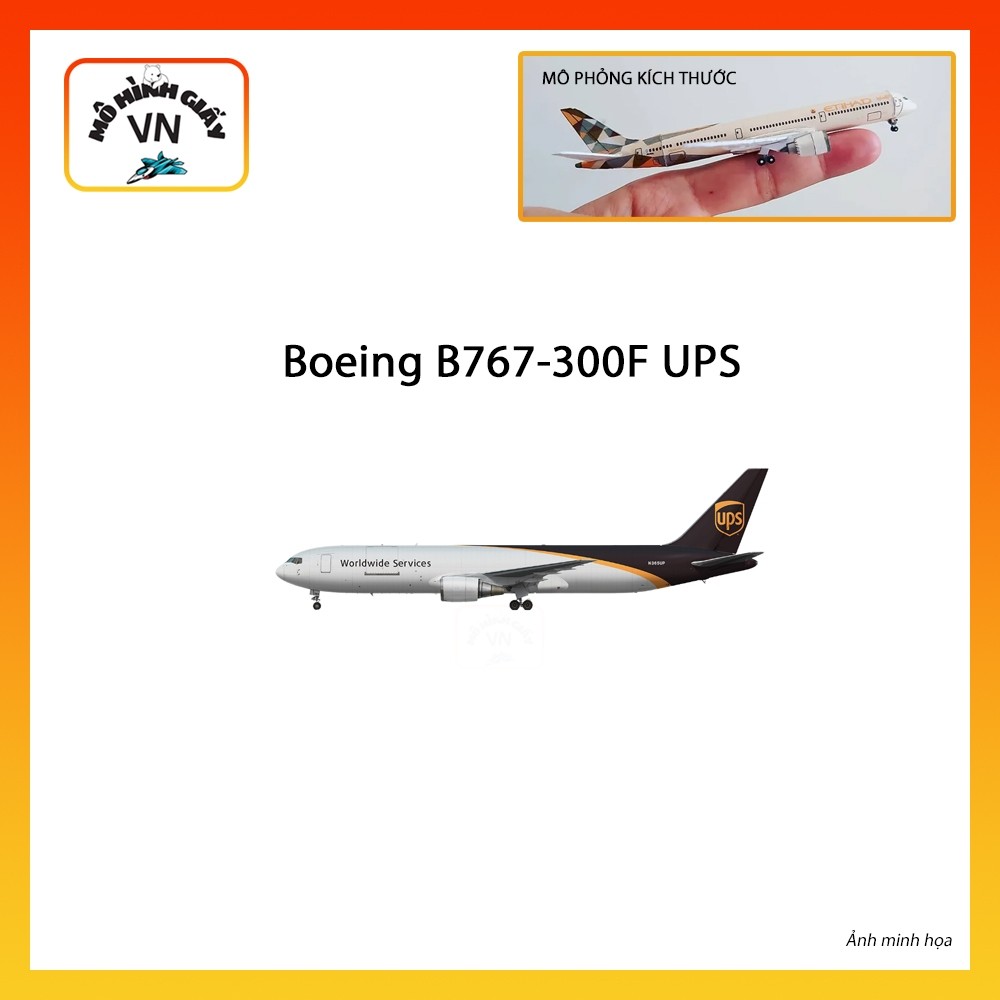 [1:400] Mô Hình Giấy Lắp Ráp Máy Bay Boeing B767-300F UPS - MohinhgiayVN