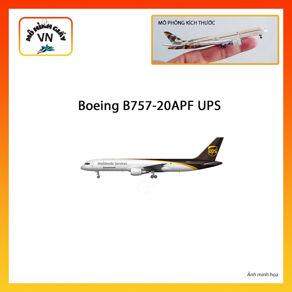 [1:400] Mô Hình Giấy Lắp Ráp Máy Bay Boeing B757-20Apf Ups - MohinhgiayVN