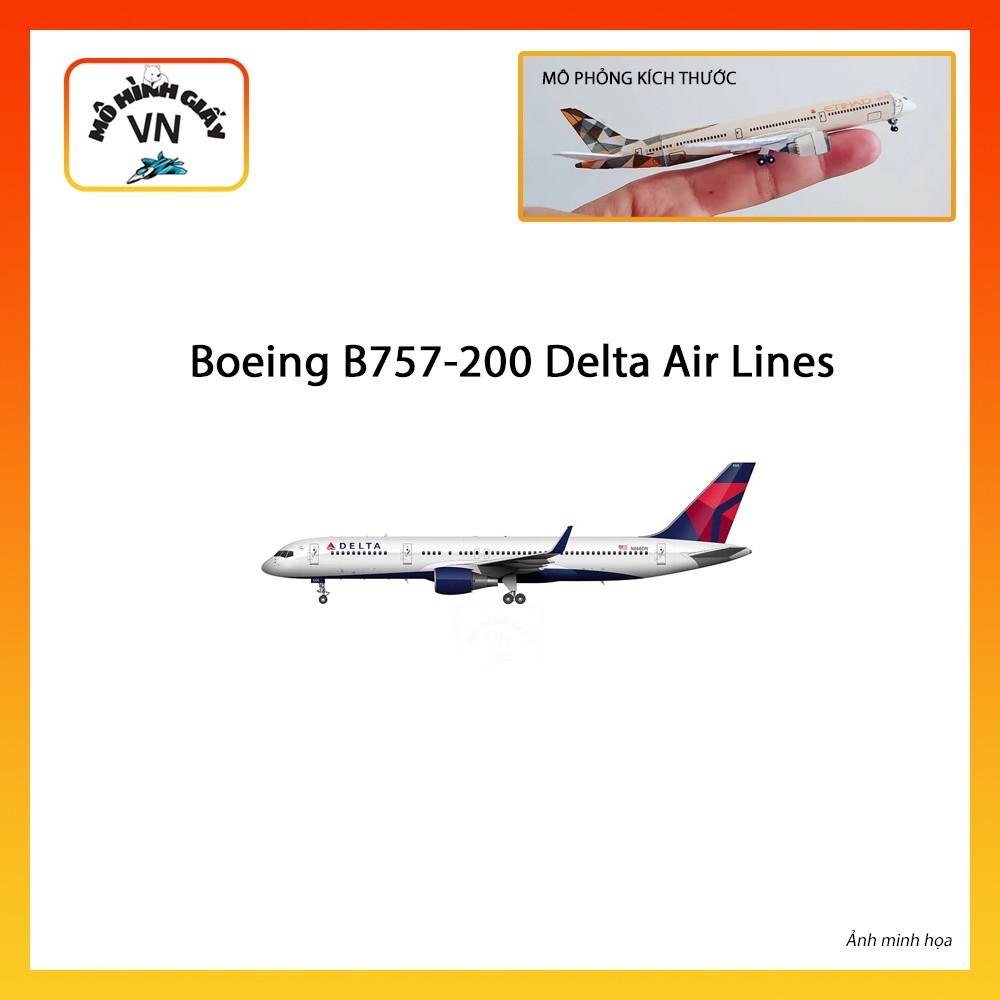 [1:400] Mô Hình Giấy Lắp Ráp Máy Bay Boeing B757-200 Delta Air Lines - MohinhgiayVN