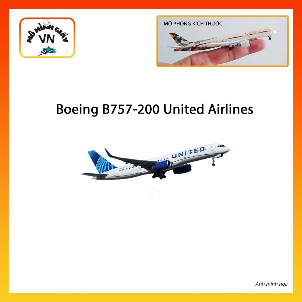 [1:400] Mô Hình Giấy Lắp Ráp Máy Bay Boeing B757-200 United Airlines - MohinhgiayVN