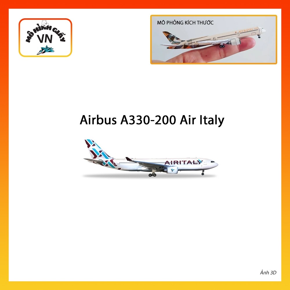 [1:400] Combo 2 Mô Hình Giấy Lắp Ráp Máy Bay Airbus A330-200 Air Italy - MohinhgiayVN
