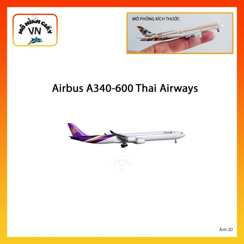 [1:400] Mô Hình Giấy Lắp Ráp Máy Bay Airbus A340-600 Thai Airways - MohinhgiayVN