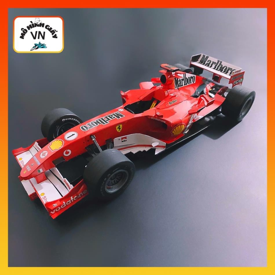 Bộ Kit Lắp Ráp Mô Hình Giấy Xe Đua F1 Ferrari F2005 Monaco GP (2005) Tỉ Lệ 1/24 Chất Liệu Giấy Cao C